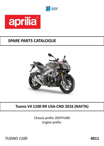 Aprilia parts manual book 2016