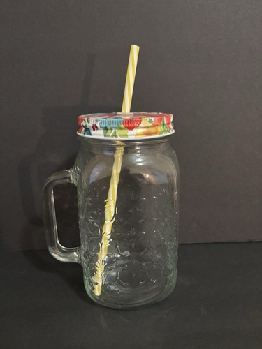 Mason glass jar 32oz - 32oz-, floral