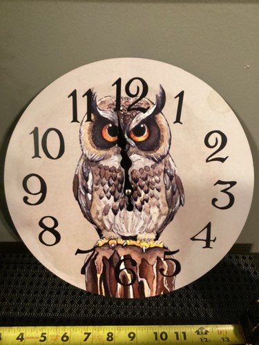 New 12in owl clock - new,