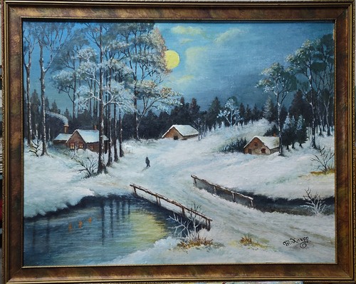 Original vintage oil painting - vintage,