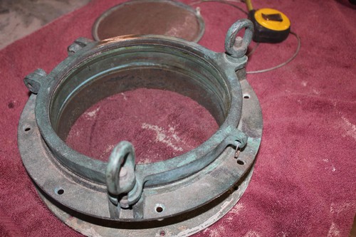 Antique bronze porthole - antique, 11”