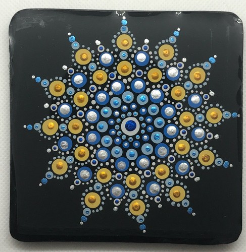 Wood hand painted coaster - ,