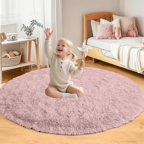 Soft round shaggy area rug - rug, 4x4