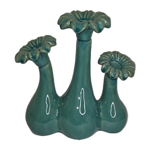 Teal triple bud - teal, vase