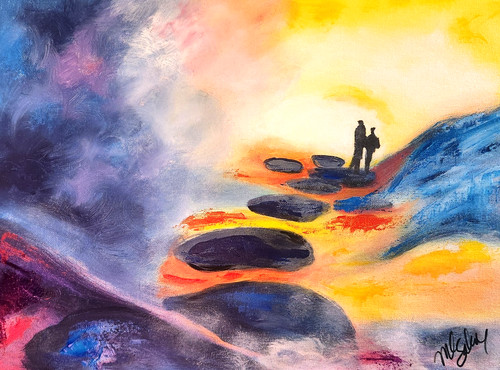 Walking into heaven painting - into,
