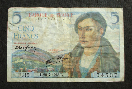 Old banknote france - france, 5