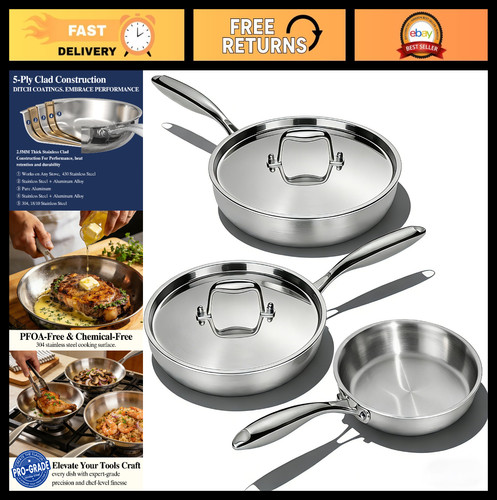 Piece stainless steel frying - 3-piece,