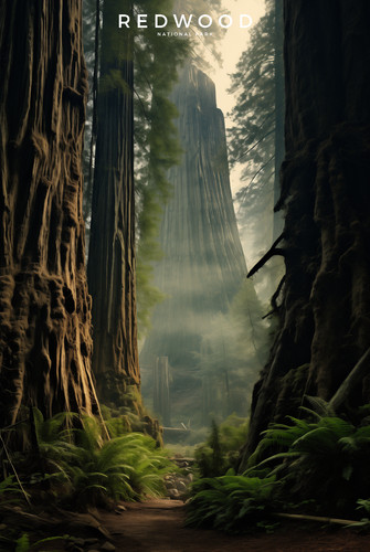 Redwood national park poster - redwood,