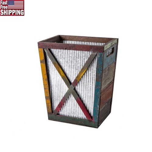 Rustic wooden trash can - wooden,