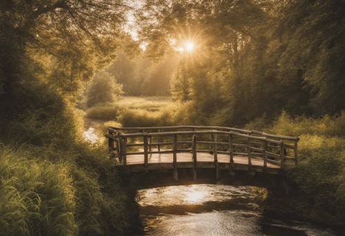 Walking bridge sunset - bridge, at