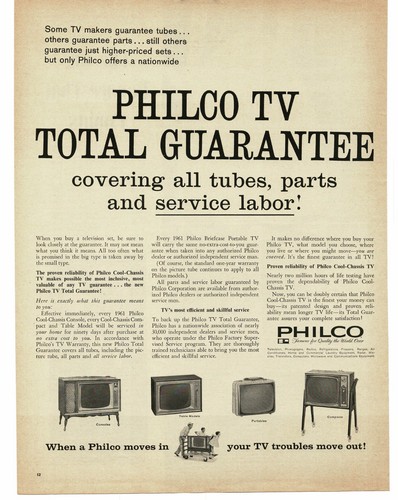 1961 philco vintage print - 1961, tv