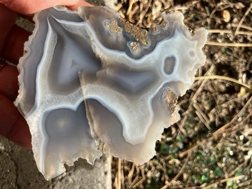 Luna blue agate slab - agate, cut)