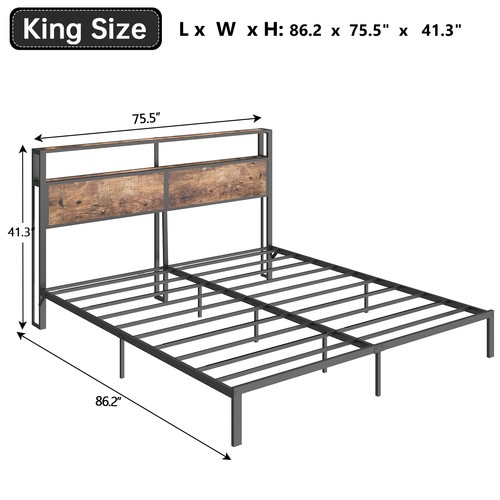 King size metal bed frame - king, with
