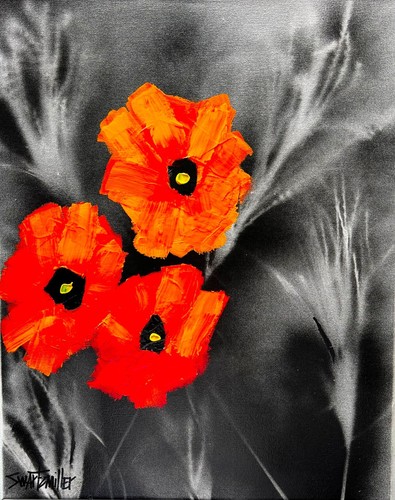 Original abstract poppies - original,