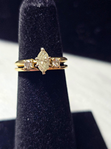 14k gold marquise diamond - gold,
