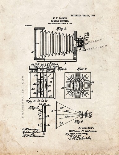 Camera shutter patent - patent, print
