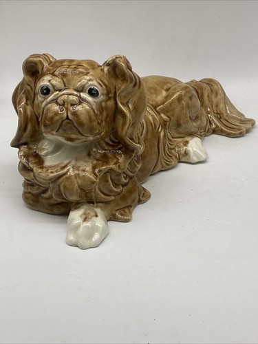 Vtg 70s ceramic pekingese dog - vtg,