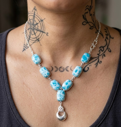 Blue larimar gemstone 925 - larimar,