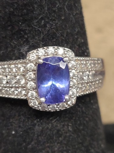 Blue tanzanite rhodium over - rhodium,