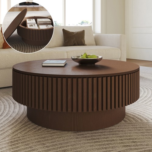 Round coffee table with - coffee,