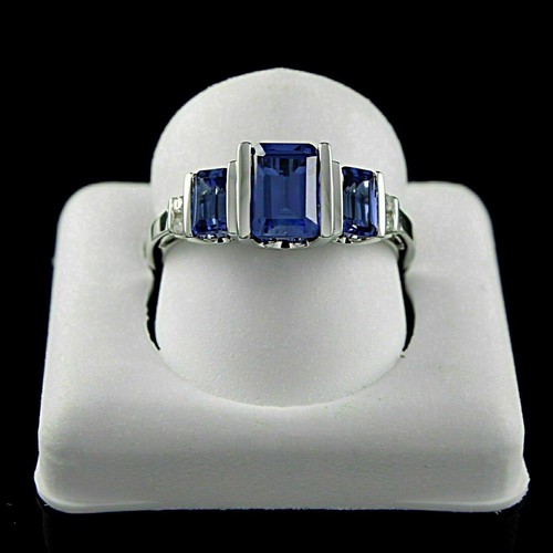 3ct emerald cut simulated blue - cut,