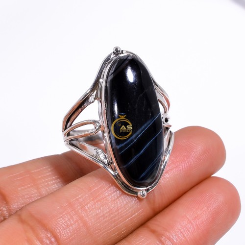 Blue tiger eye ring 925 - blue,