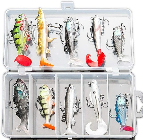 10pcs soft fishing lures kits - soft,