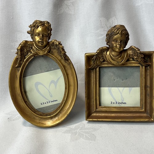 Pair vintage gold cherub putti - cherub,