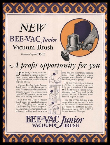 1927 bee vac - bee-vac, vacuum