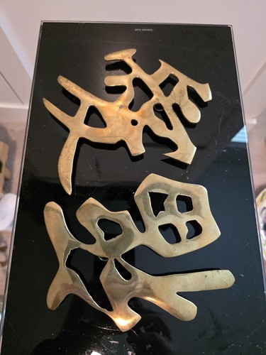 Brass chinese characters - brass,