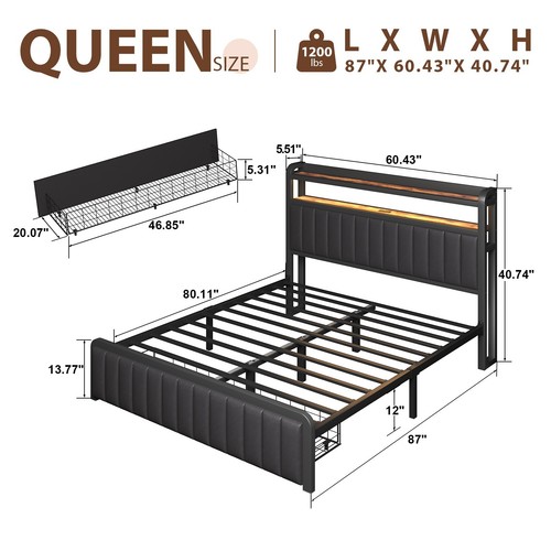 Full queen size metal platform - full,
