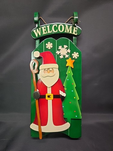 Christmas santa sled wooden - &,