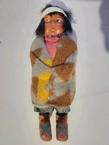 Old skookum indian doll - old,