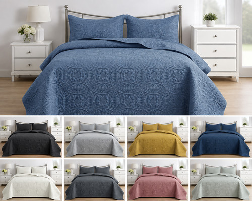 3pc quilted bedspread set - 3pc,