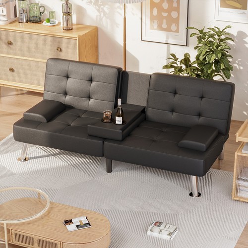 Modern leather futon - modern, pu
