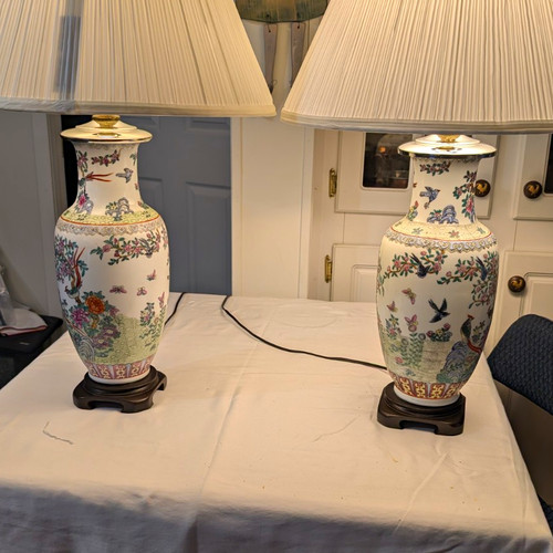 Pair vintage chinoiserie - pair,