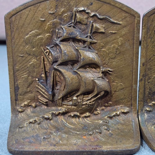 Vintage sailing ship - ship, bookends