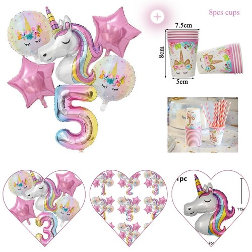 Rainbow unicorn party set - rainbow,