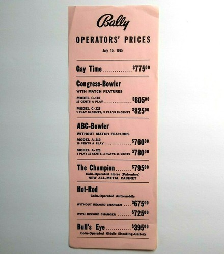 Bally operators prices - operators,