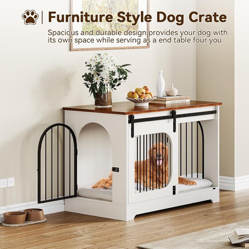 Wood dog crate 3 - 39.4", 3-door