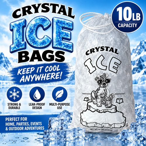 Clear plastic ice bags - 10,