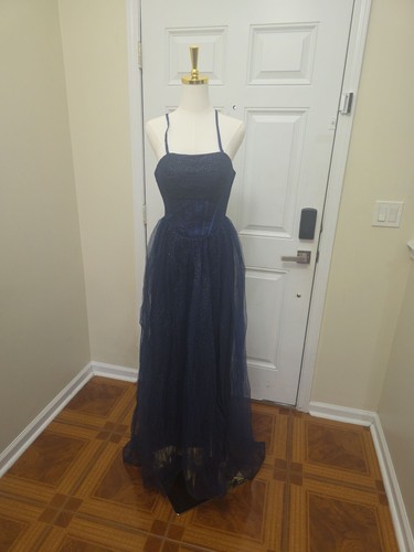 Navy blue glitter tulle - navy,