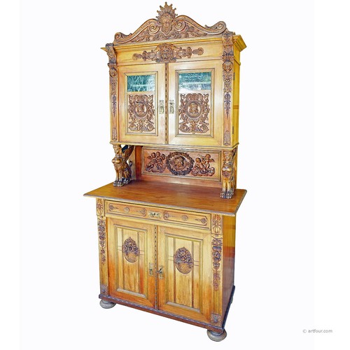 Antique wooden carved cupboard - wooden,