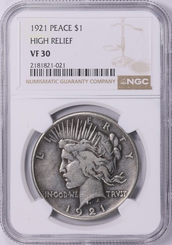 1921 high relief peace dollar - 1921,