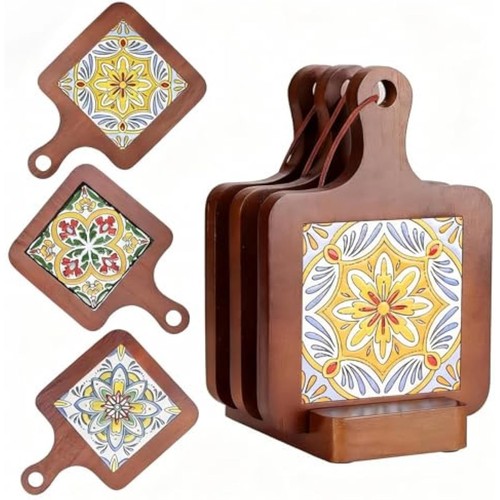 Wooden trivets with ceramic - trivets,