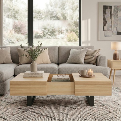 Sliding top coffee table with - top,