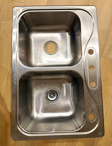 Stainless steel double bowl - stainless,