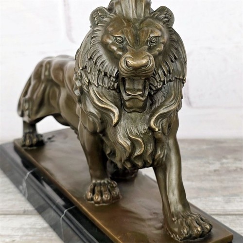 Bronze lion statue marble - lion,