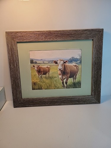 Cows pasture picture framed - cows,