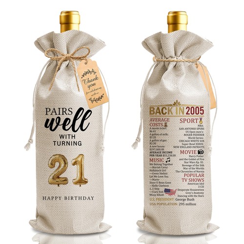 21st birthday wine bottle - 21st,